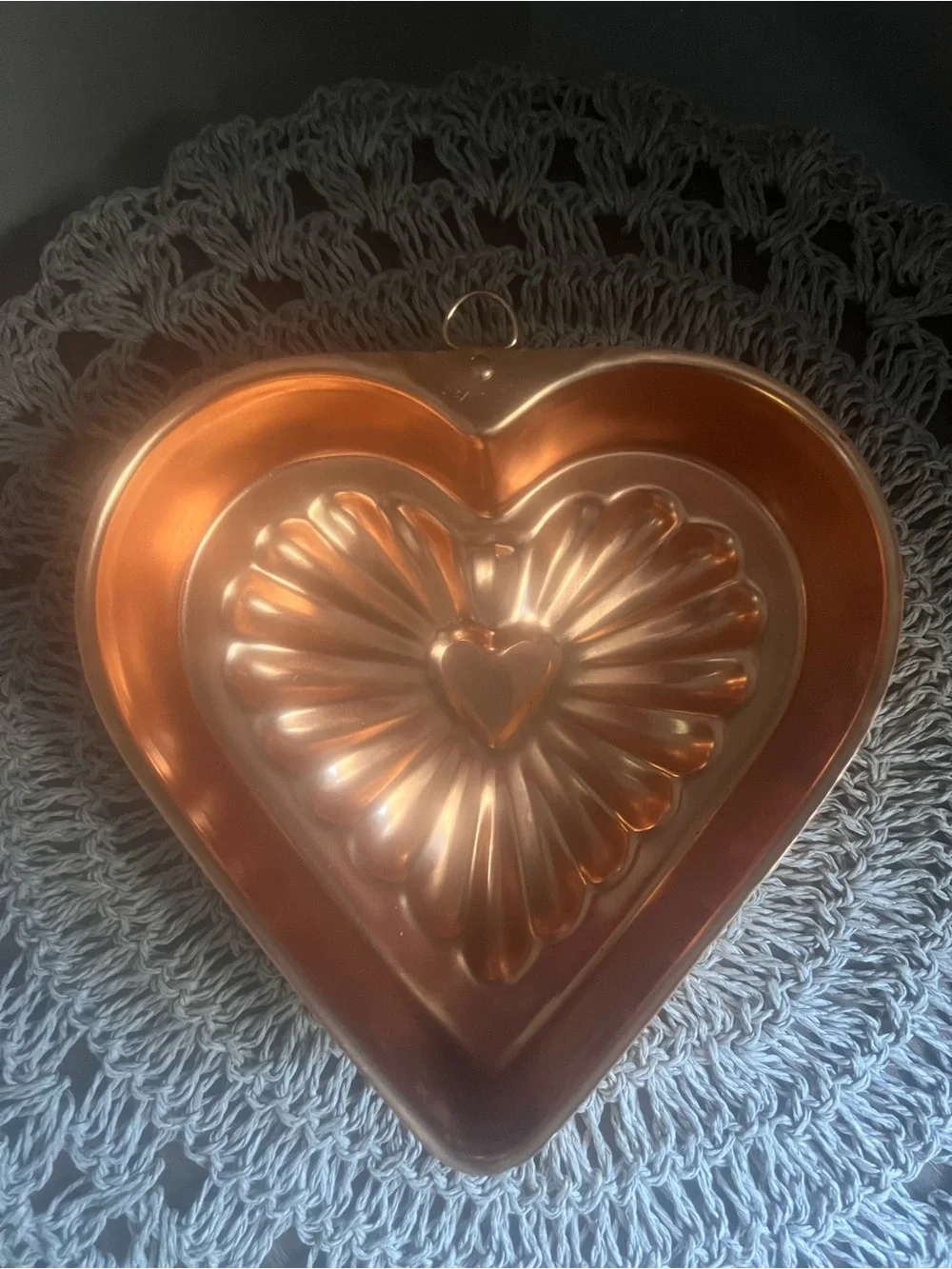 Vintage Heart-Shaped Copper Wall Mold Jello cottage core granny